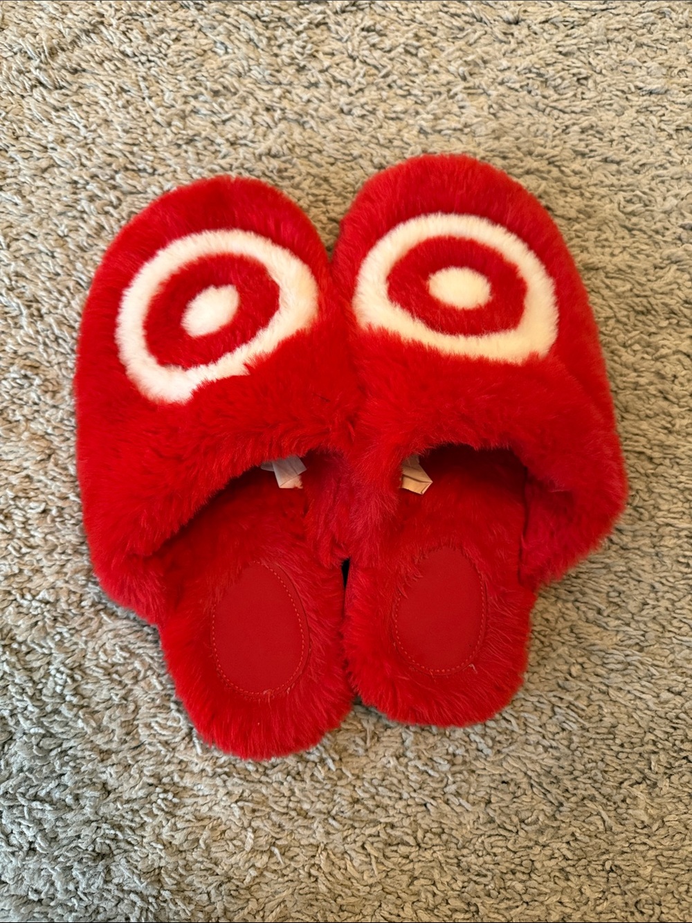 Target Red and White Plush Women's Slide Slippers